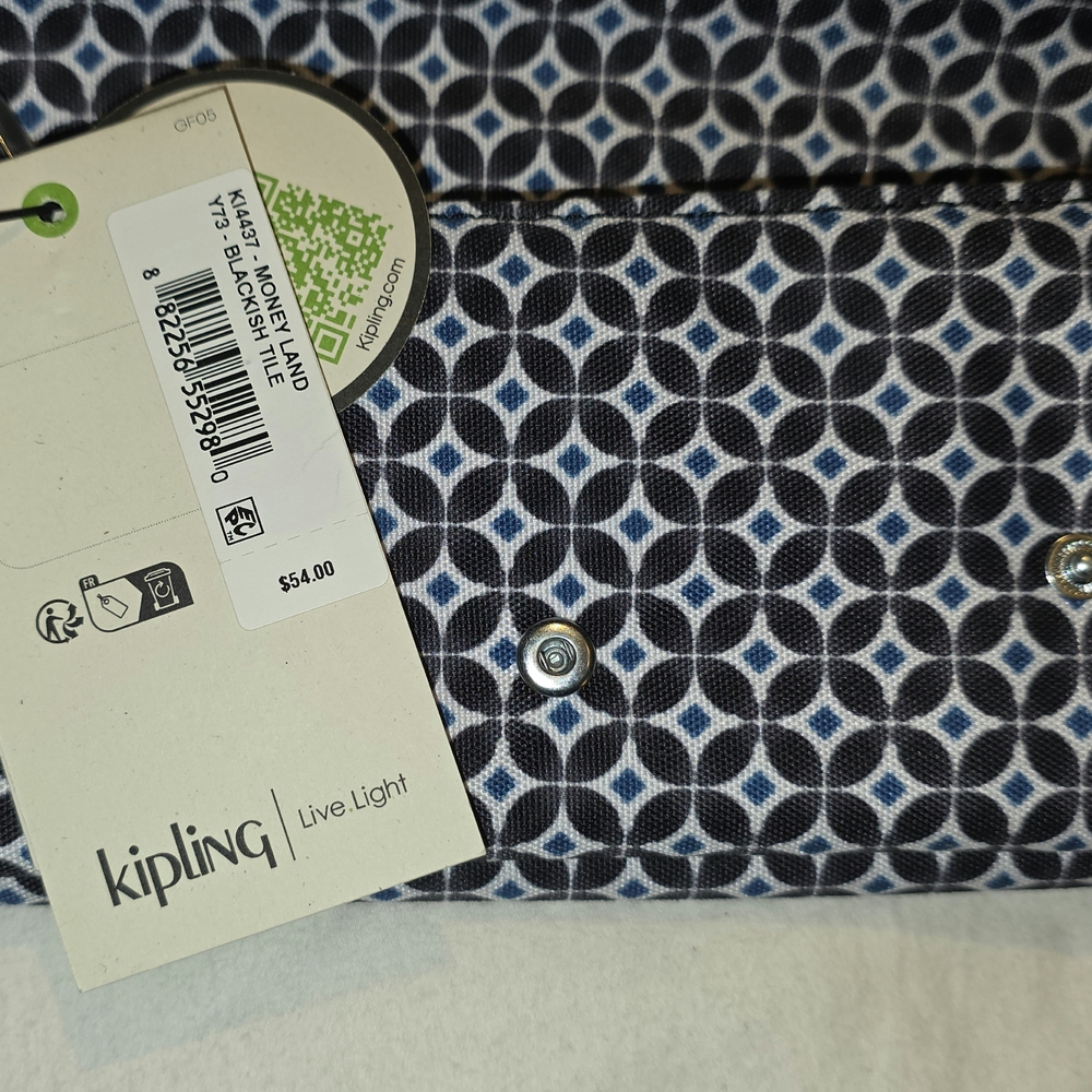 Kipling Black and White Wallet with Blue Accents - Picture 5 of 6